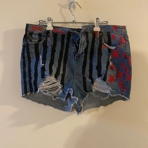 Harley Quinn size 13 high waisted jean shorts